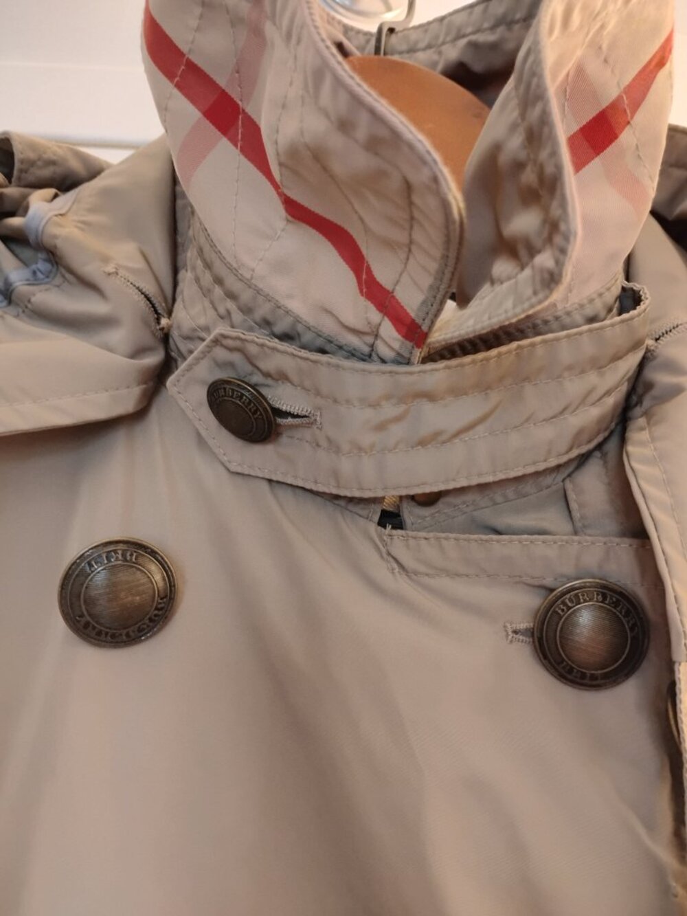 Burberry Brit Hooded Trench Coat 🧥 Nova Check Khaki - Picture 16 of 16